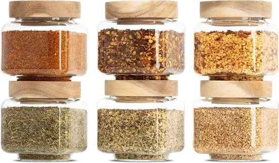 Set di contenitori a cernita a vetro 220 ml per spezie e alimenti con coperchio ermetico