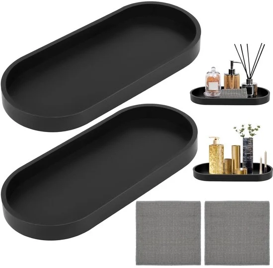 Piatto di servizio decorativo in silicone - nero - 2 pezzi - assorbente