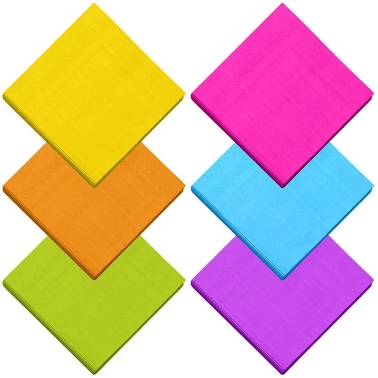 Set di tovagliolini per cocktail in carta colorata - confezione da 120 - 2 strati - 6 colori