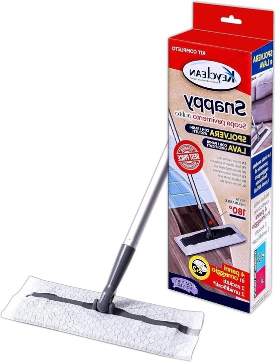 Asciugamano per pavimento con testa rotante - Pulitore pavimenti efficace - 4 tovaglie