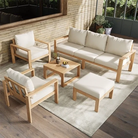 Set di mobili da giardino - Legno di Acacia - 3 tavoli - 2 sedie - Bancarella