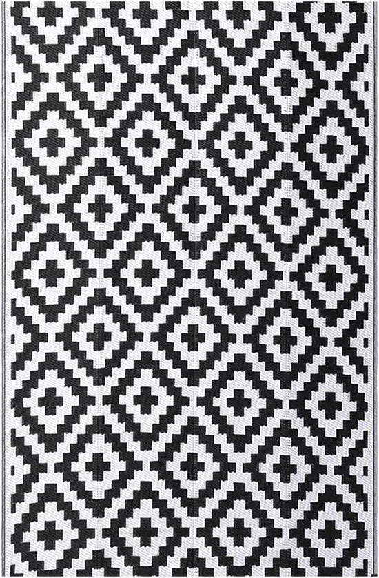 Tappeto di scarico pieghevole resistente all'acqua - ideale per balcone, campeggio - 270 x 360 cm - nero e bianco - plastico