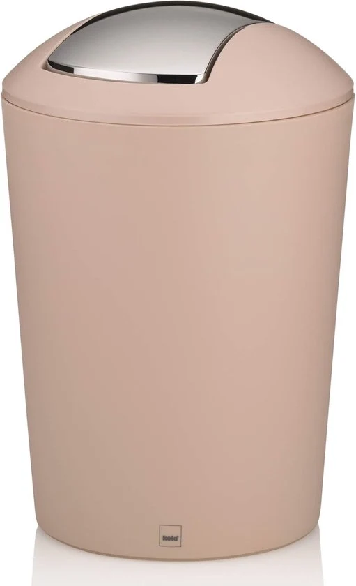 Contenitore di rifiuti con coperchio oscillante - 5 litri - crema - plastica