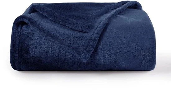 Fleece deken soffice - caldo e leggero - 1 pezzo - blu marino - 130 x 150 cm