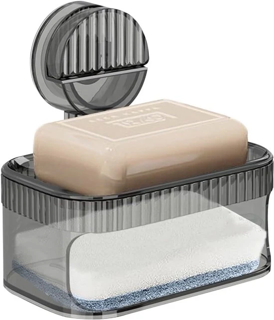 Dispenser di sapone con spugna - contenitore di sapone per parete - adatto per doccia e lavello
