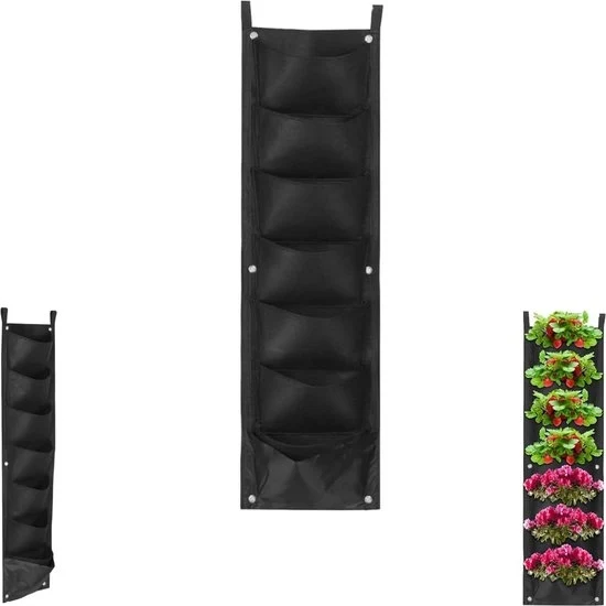 Piantagione Verticale per Esterni - Sacchetto per Piante da Appendere - Indoor e Outdoor - Adatto per Balcone - 7 Cestini