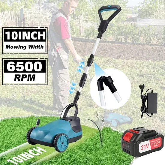 Grassatore elettrico - Portatile - Senza cavo - 3 Impostazioni di altezza - 10 pollici