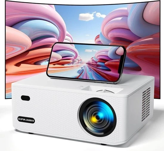 Proiettore Visulapex S1 5G Wi-Fi 1080p Full HD 15000 lumen proiettore schermo LCD da 220 pollici per cinema domestico e uso all'aperto TV stick X-box DVD laptop smartphone visualizzazione