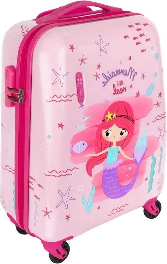 Valigetta per bambini con ruota - bagaglio colorato - 1 pezzo - blu e rosa - 51x35x20 cm
