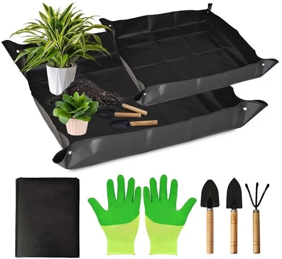 Matto per giardino e piante - Adatto per piante di coltivazione - 2 pezzi - Nero - 100 x 100 cm e 66 x 66 cm