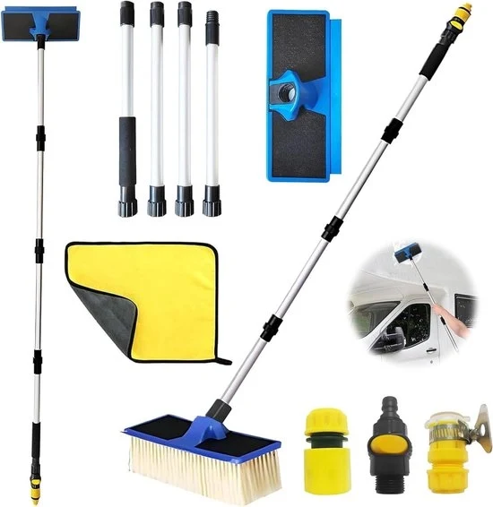 Wasborstello telescopico con connessione per acqua - auto lavaggio e pulizia Wasborstello telescopico