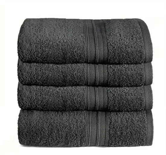 Set di Asciugamani da Bagno e Maniglie (4 pezzi) – 100% Cotone – Molto Assorbente e Soffice – 30x50 cm, 50x100 cm e 70x140 cm – Grigio Scuro