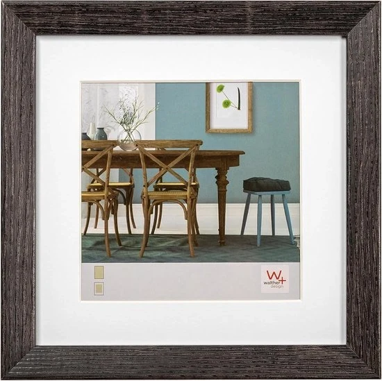 Ladro di foto in legno con passe-partout - 20x20 cm - colore scuro