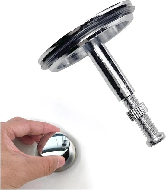 Blocco di sicurezza con vite regolabile - 43 mm - finitura cromata - adatto per vasca da bagno e lavabo