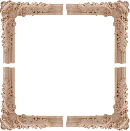 Applicazioni in legno scolpite - Stile vintage fiori - 4 pezzi - Ornamenti per mobili