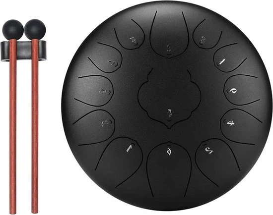Tromba da 305 cm in acciaio - 13 tromba da tamburo con tamburi in acciaio - strumento a percussione per handpan - inclusa paletta e manuale di istruzioni
