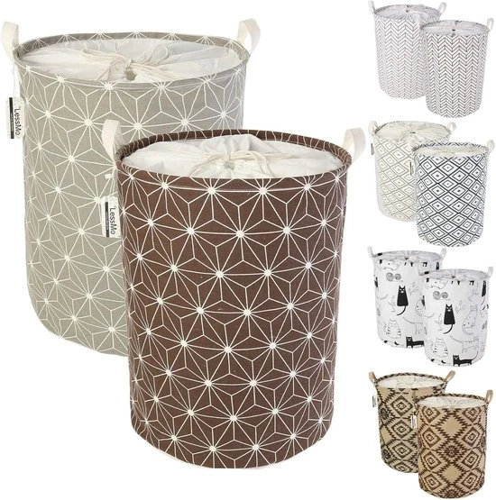 Asciugamano pieghevole - cordino - 2 pezzi - rotondo - cotone/lino - 45 cm