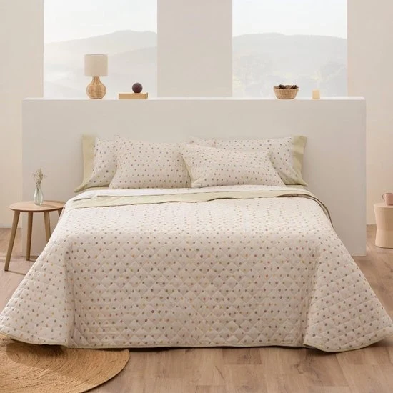 Tappeto con disegno a punti a mano - 1 pezzo - colore crema - microfibra - 180 x 270 cm