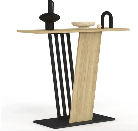 Console con pannello in legno e maniglia a croce in metallo nero – alta qualità – materiale duraturo – design elegante – adatto per uso quotidiano – stile moderno – comfort e funzionalità garantiti