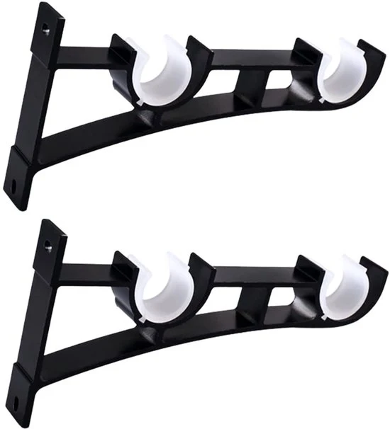 Supporto doppio per tende - nero - set da 2 - lega di alluminio