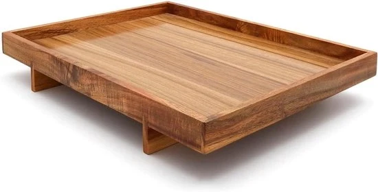 Dienblad in legno - 40 x 30 cm - acacia - con piedini