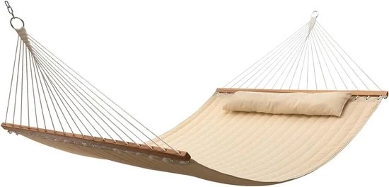 Hangmat con asta di sospensione - Lettissima e comoda hangmat con cinture e cuscini rimovibili - Per esterni e terrazze - Beige
