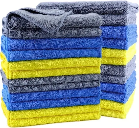 Asciugamano di microfibra premium 40x40 cm 24 pezzi - blu grigio giallo