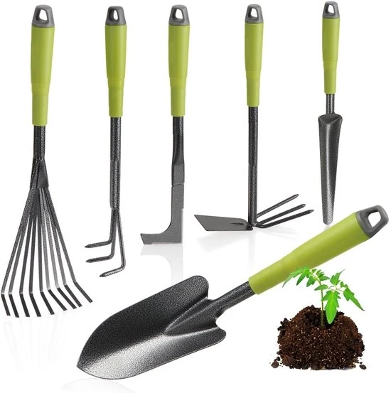 Set di attrezzi da giardinaggio 6 pezzi - ideale per il giardinaggio e la piantagione - pratico e multifunzionale