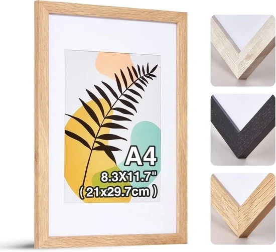 Tavola di supporto per foto A4 - cornice in legno per fissaggio alla parete - 1 pezzo - 29,7 x 21 cm