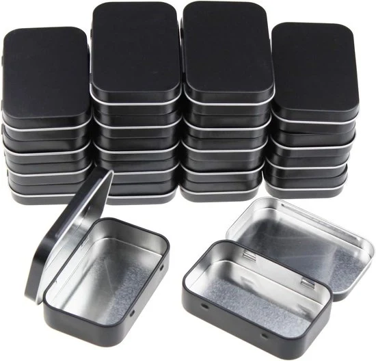 Scatole di archiviazione rettangolari in metallo - 20 pezzi - nero - 9,5 x 6,2 x 2,0 cm