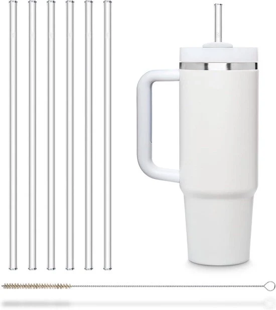 Set di rami di vetro per bicchieri da 27 cm - 6 pezzi con spazzola per pulizia - resistente alla lavastoviglie e durevole per bicchieri di vetro.