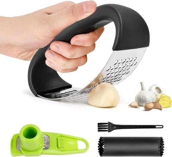 Impastatrice aglio - facile da utilizzare e da pulire - acciaio inossidabile - con schiello in silicone - adatta per impastare aglio