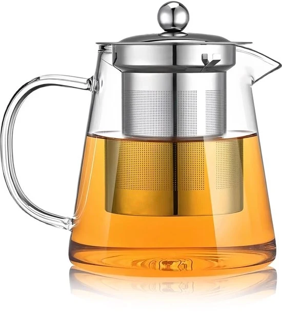 Tazza da tè in vetro con filtro - 450 ml - qualità premium - vetro