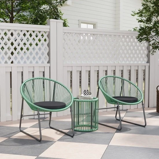Set di mobili da giardino in rattan poliuretano - 3 pezzi - Resistente all'usura - per 2 persone