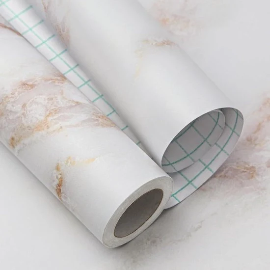 Foglia decorativa autoadesiva per mobili - PVC granito opaco - Bianco Oro - 60 x 300 cm