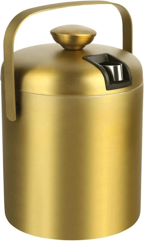 Contenitore per cubetti di ghiaccio da 13 litri con coperchio e pinza - Raffreddatore di vino - Raffreddatore di champagne - Caraffa per ghiaccio con manico - Caraffa per ghiaccio in oro