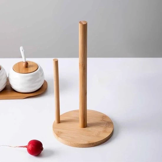 Sostegno per Tovaglioli in Legno - Torre per Carta in Forma Circolare - Matrice Antiscivolo