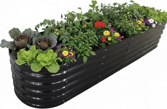 Piantagione XXL a forma di mezza luna 240 x 60 x 45 cm Metallo antracite per giardino e orto