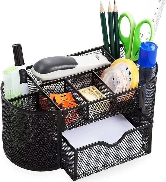 Organizzatore per scrivania a rete - multifunzionale - 1 pezzo - metallo - 21,8x10,9x10,4 cm