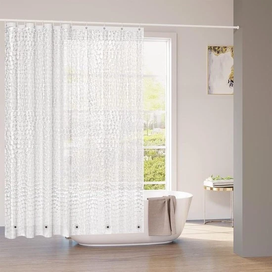 Gordino per doccia e bagno 120 x 180 cm impermeabile e antimuffa con magneti a peso - semi-trasparente EVA - 02 mm - disegno 3D - per doccia e bagno
