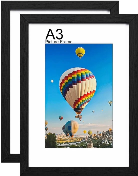 Lettore di foto A3 - nero - adatto per la fissazione alla parete e al tavolo - 42 x 29,7 cm - legno e plexiglas