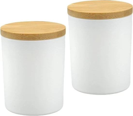 Wattenuovo con coperchio - contenitore per salviette della doccia - contenitori in vetro per il deposito - salviette in forma di disco - bianco 200 ml