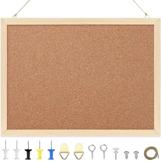 Pannello di attacco con cornice in legno - compatto e completo di accessori di fissaggio - 20x30cm