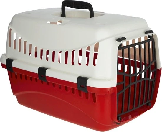 Scatola di trasporto per animali domestici in plastica - 45 x 30 x 30 cm - crème/bordeaux