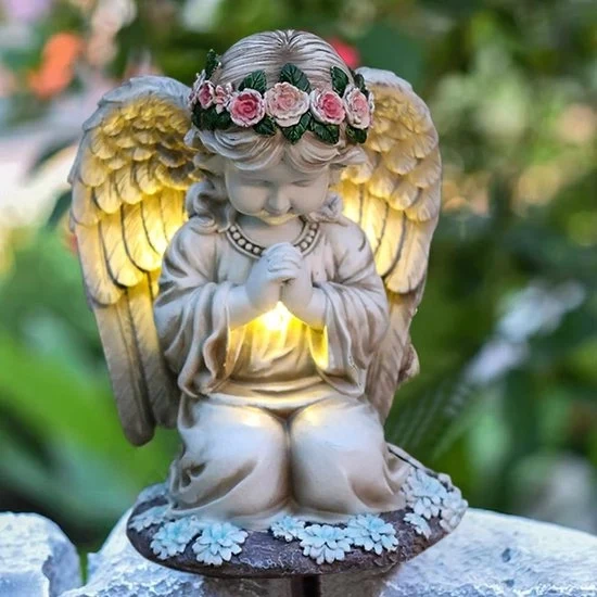 Decorazione per giardino alimentata da energia solare - figura angelo LED - 20,5 cm