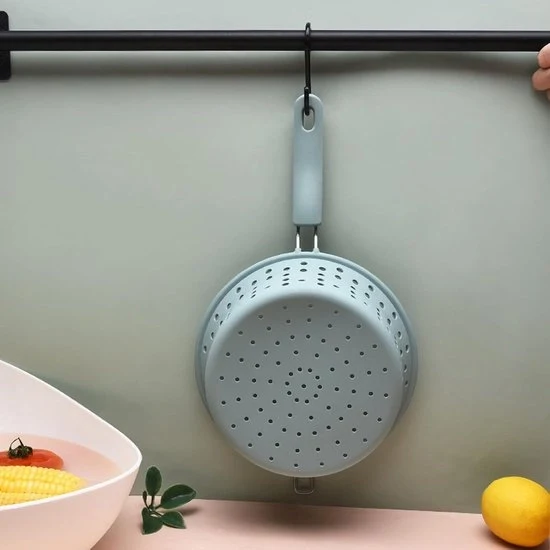 Set di setacciabile con manici in silicone - Setaccio per cucina pieghevole con maniglia - Vergia per verdure e frutta - Vergia pieghevole per lavastoviglie