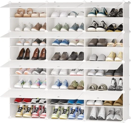 Organizzatore di Scarpe Multifunzionale - 3x8 - Bianco Latte - Plastica e Metallo