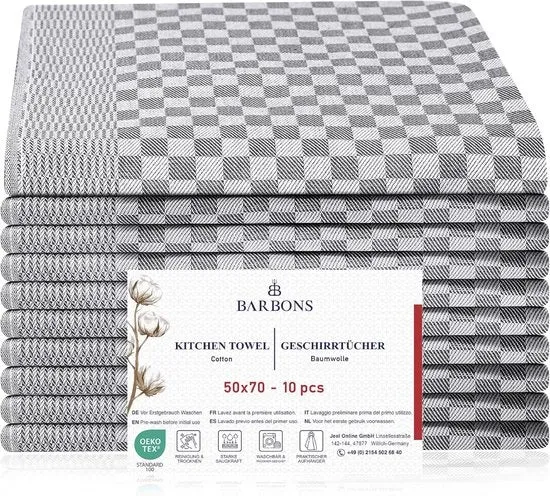 Set di 10 Theedoeken in Coton 50x70 cm, Maniglie da Cucina, Asciugamani, Maniglie da Cucina, Theedoeken Assorbenti in Coton, Tessuto Ruvido, 240 g/m², Set di 10