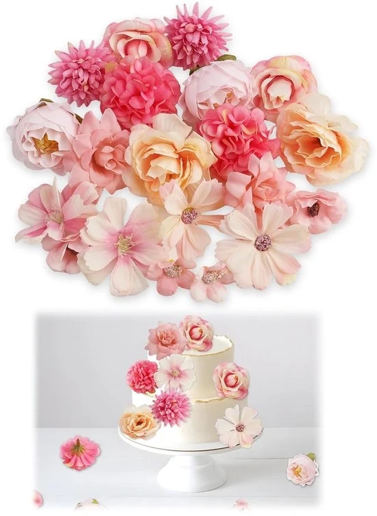 Fiore artificiale a forma di capolavoro - Rosso e Chrysante - Set da 20 - Felroze