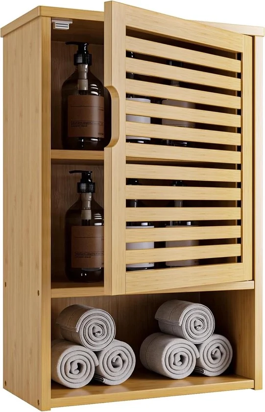 Cassettiere in Bambù - Mobili di Stoccaggio Appesi per Bagno e Cucina - 1 pezzo - Naturale